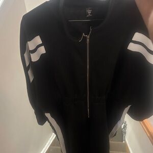 SHEIN Black Jumpsuit with White Accents